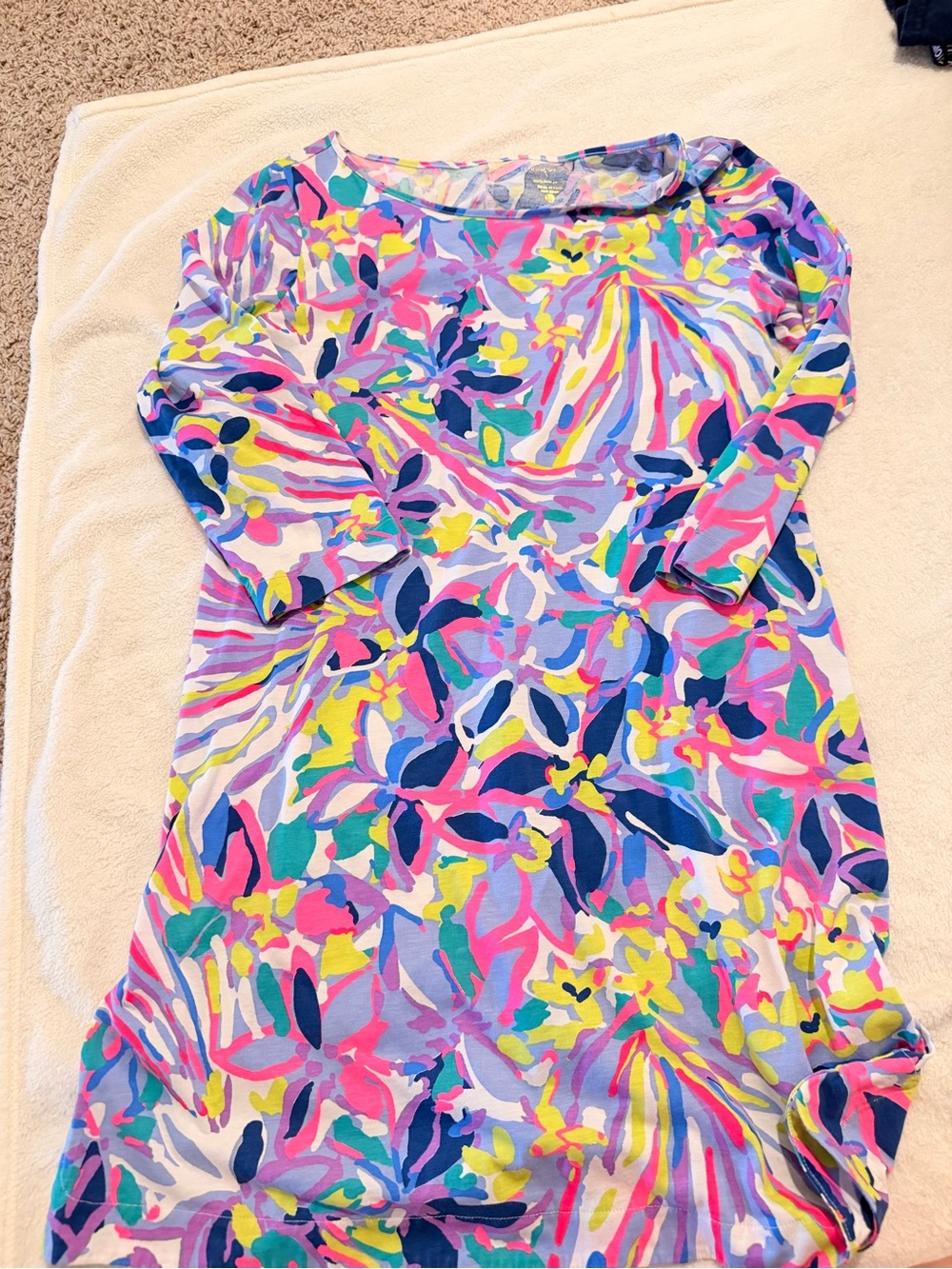Lilly Pulitzer Multicolor Floral Print Cotton Dress - Pink & Blue